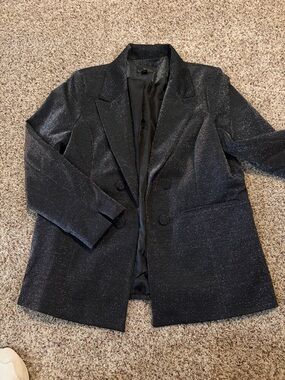 Worthington Sparkle Black Double-Breasted Blazer